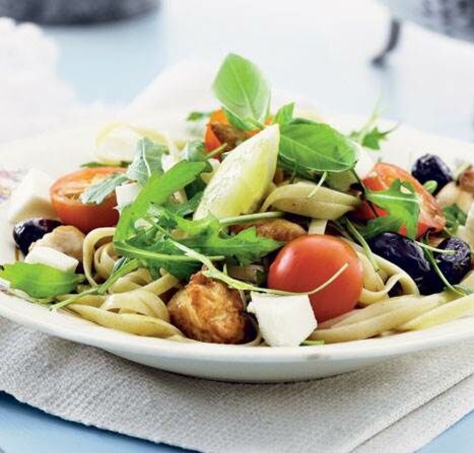 Pasta med kylling og mozzarella