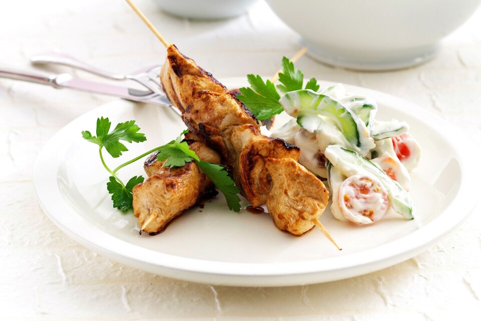 Kyllingespyd og tzatziki