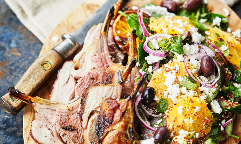 Appelsinsalat og lammekrone