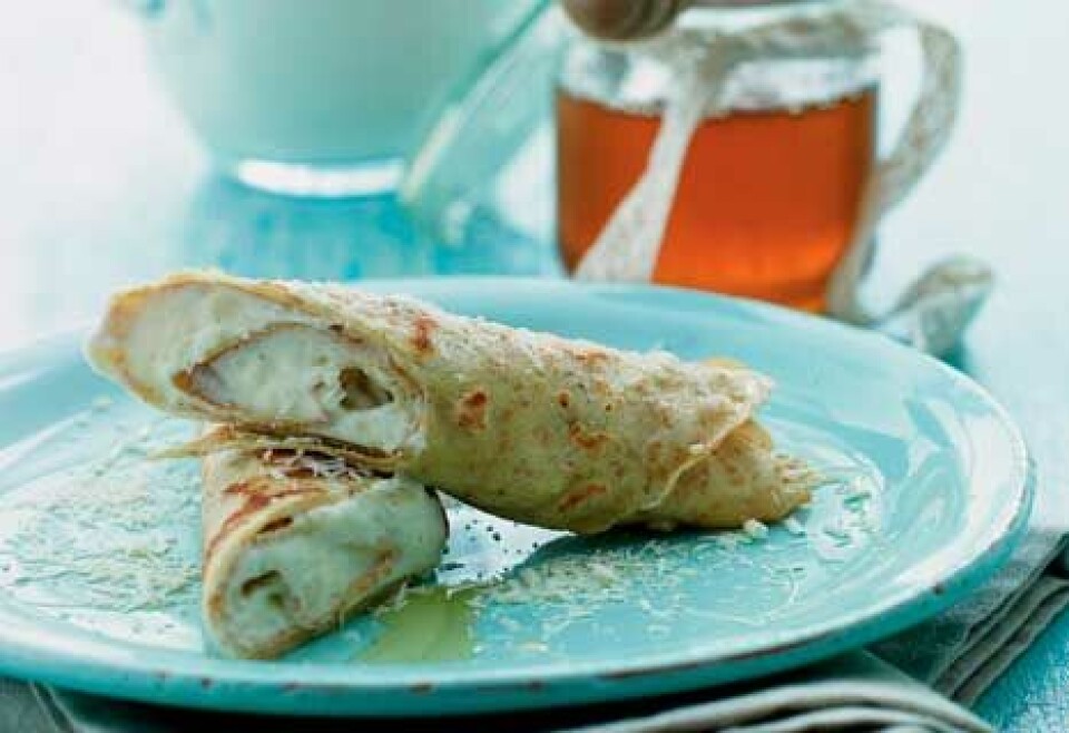 Pandekager med honning-vanilje-creme