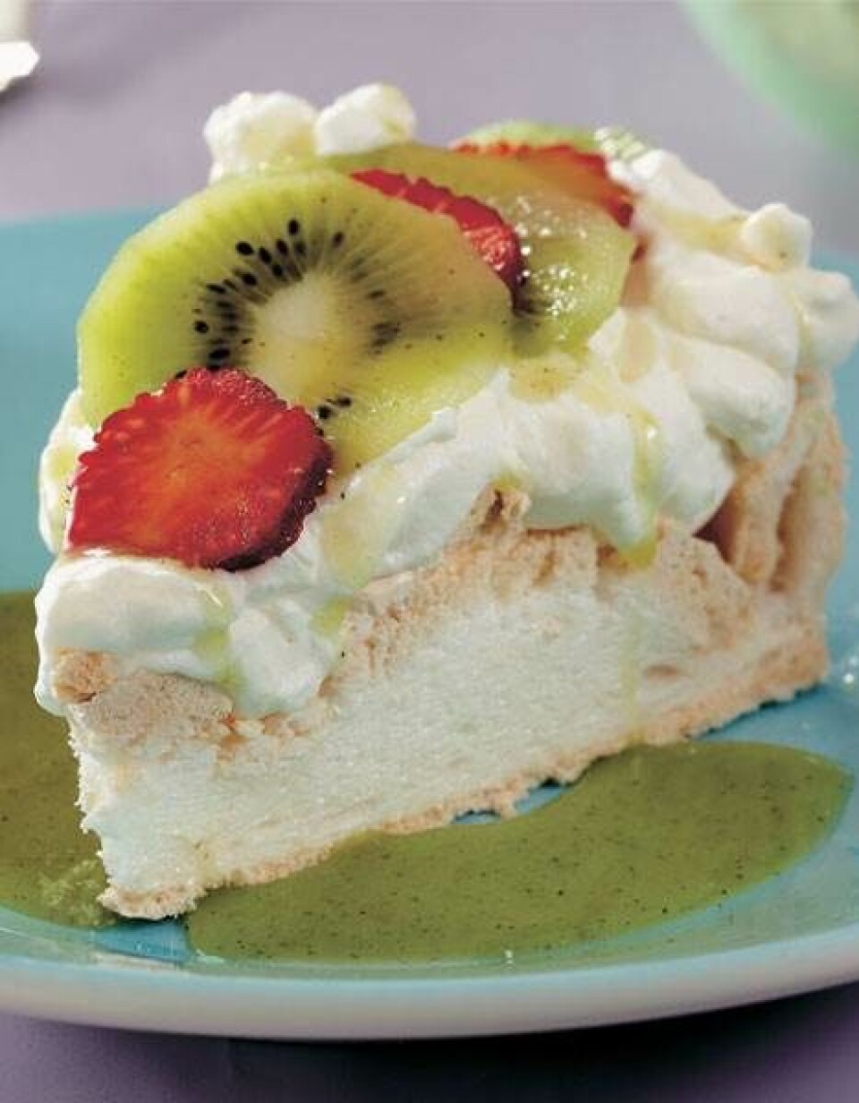 Pavlova med kiwi