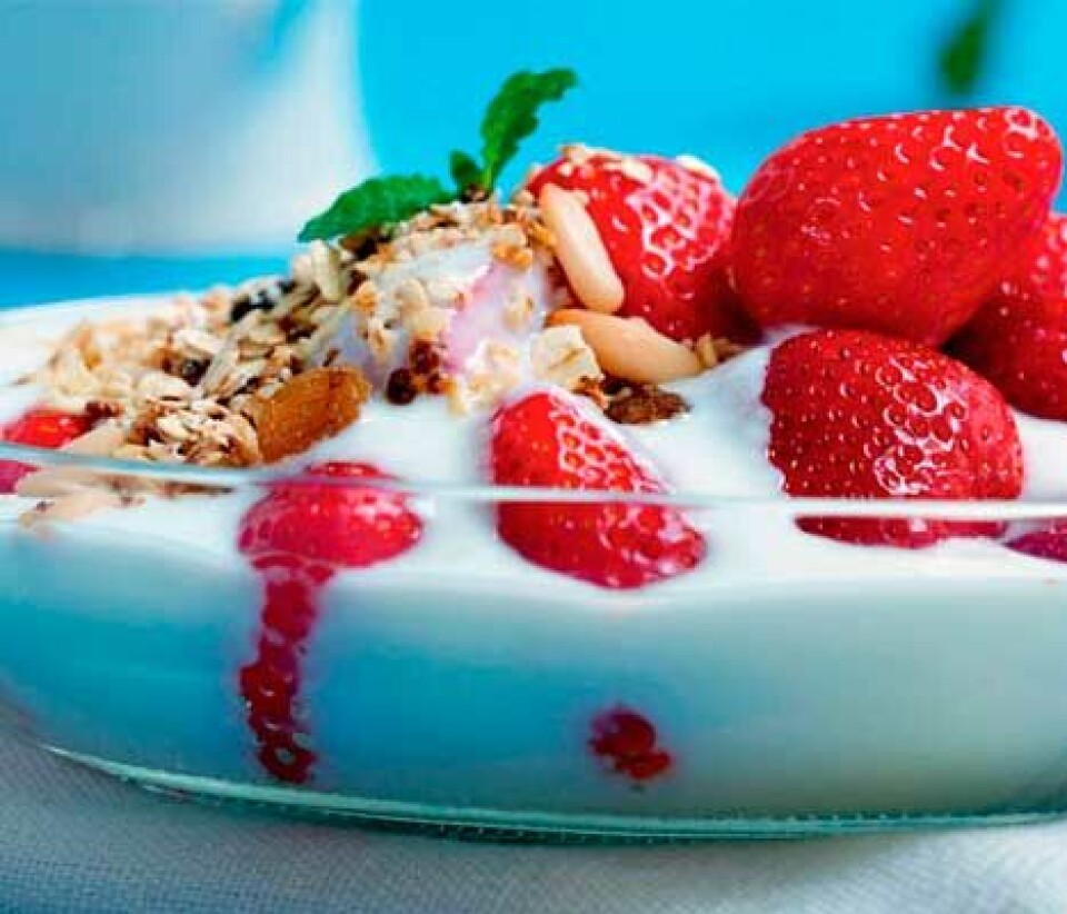 Hjemmelavet mysli med yoghurt og frugt