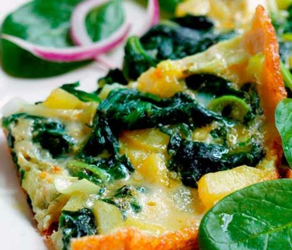 Frittata med spinat og kartoffel