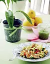 Pasta med kylling og citronpesto