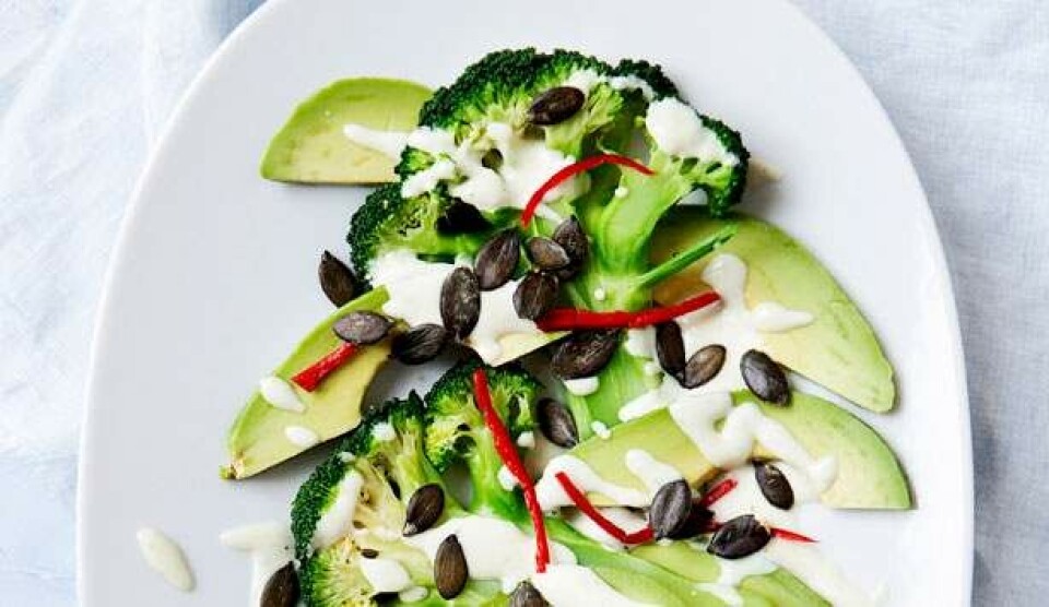 Salat opskrift med avocado og wasabidressing