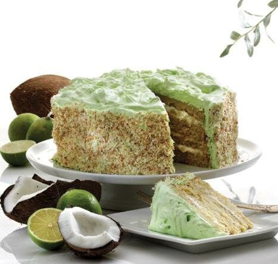 Kokoslagkage med limecreme