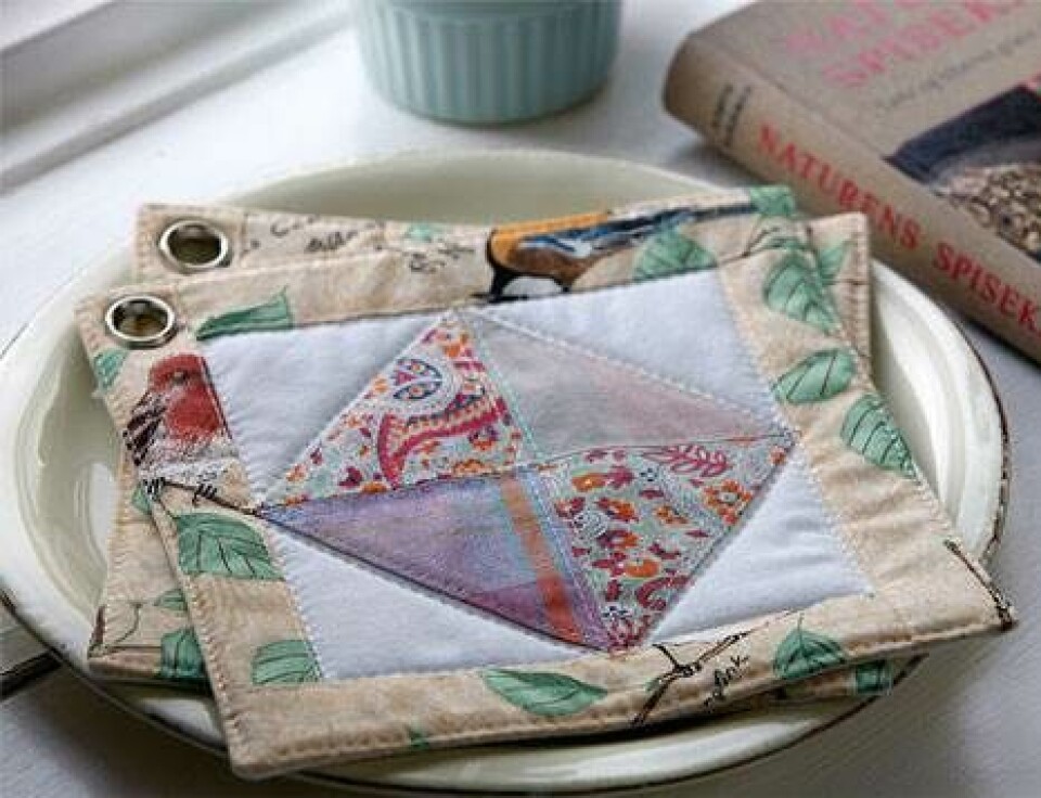 Fine grydelapper i patchwork fra Hendes Verden