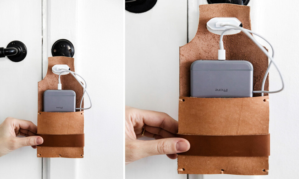 DIY: Praktisk taske i læder, som holder på både mobil og oplader
