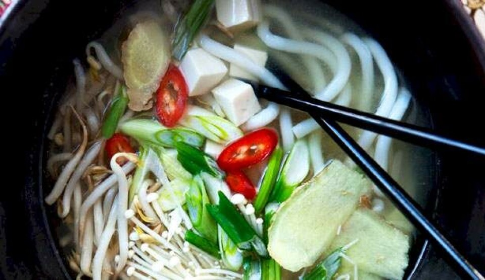 Suppe opskrift med udonudler og tofu