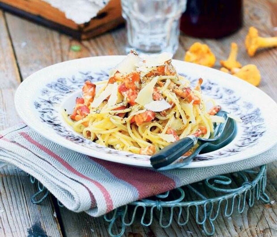 Carbonara med svampe