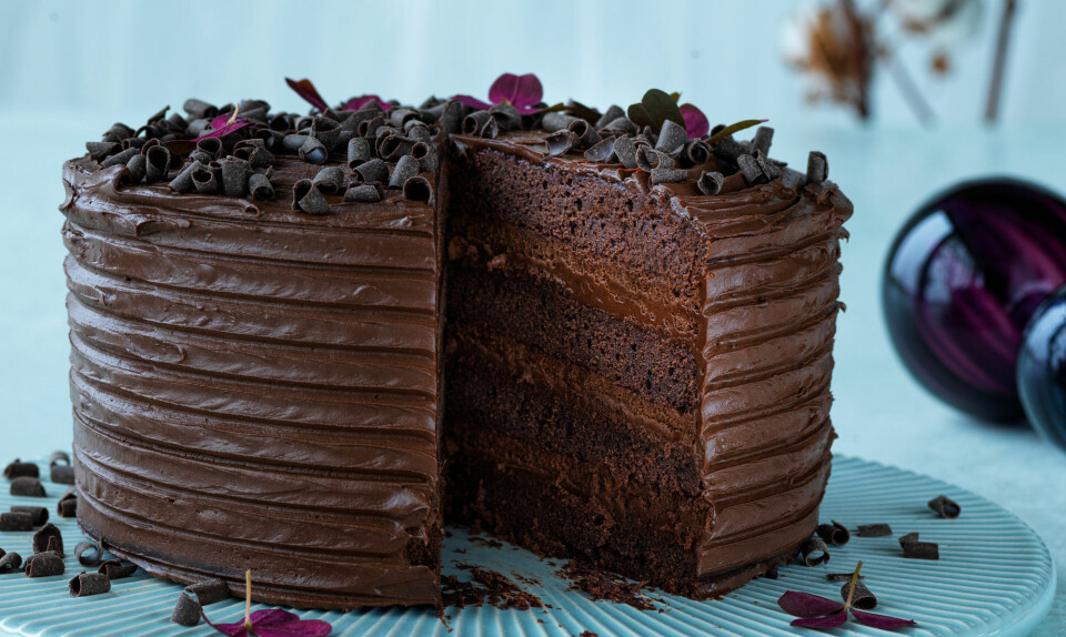 Chokoladekage med chokolademousse