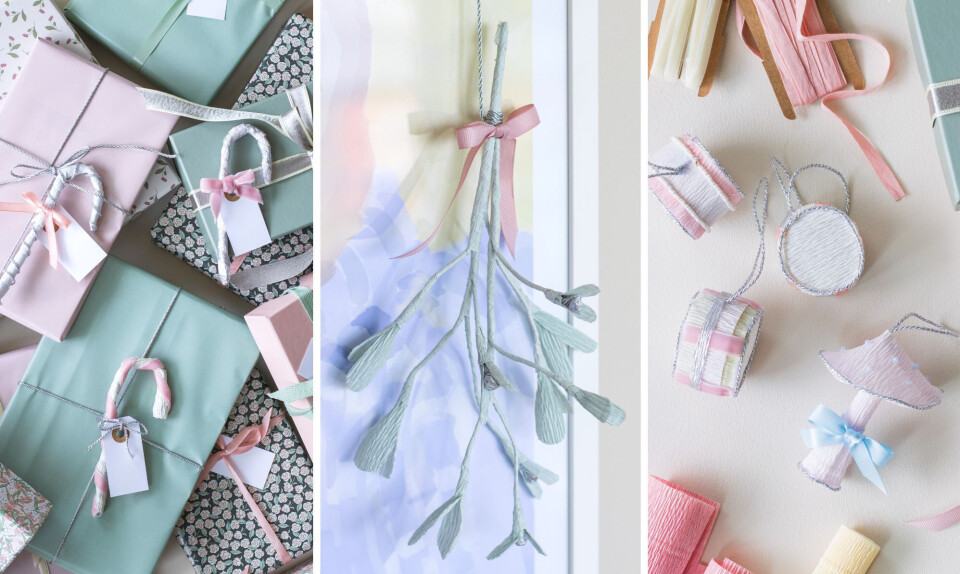 julepynt i crepepapir