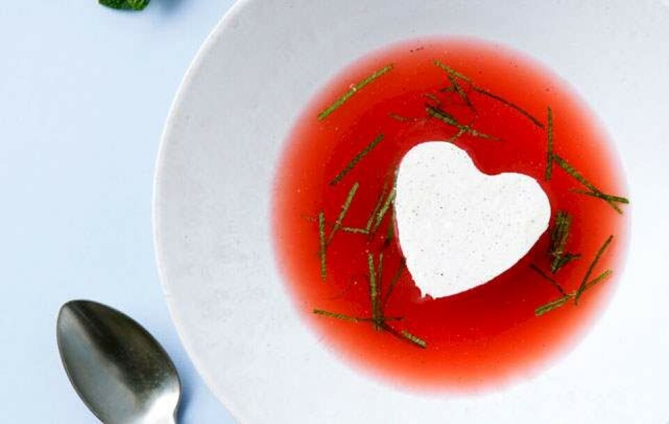 Kold rabarbersuppe med ymerparfait