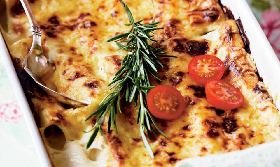 Cannelloni med skinke og svampe