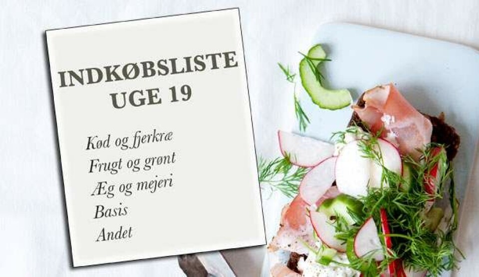 Ugemenu: Se indkøbslisten til uge 19