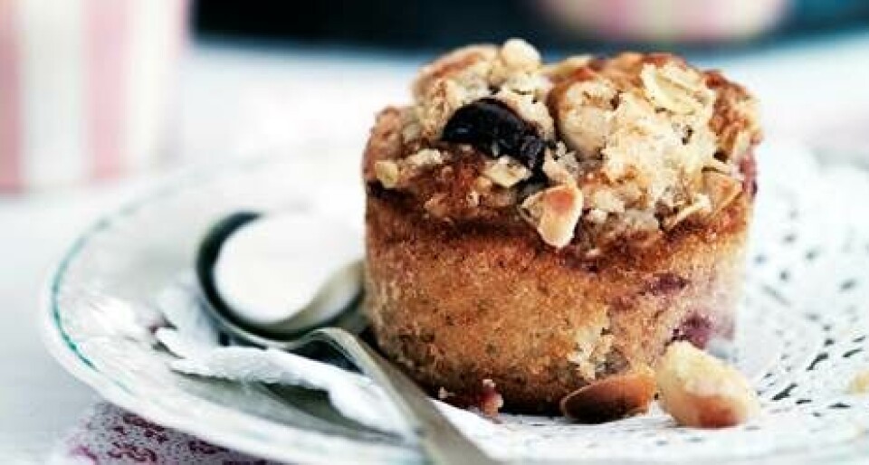 Jordbærmuffins med mandelcrumble
