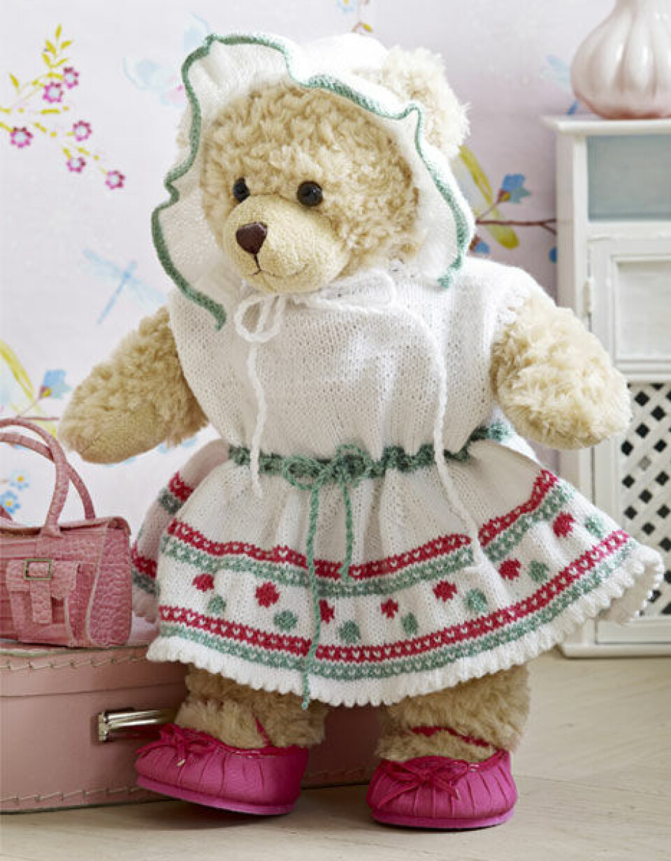 Kjole med kyse til Build-a-Bear og Baby Born fra Hendes Verden