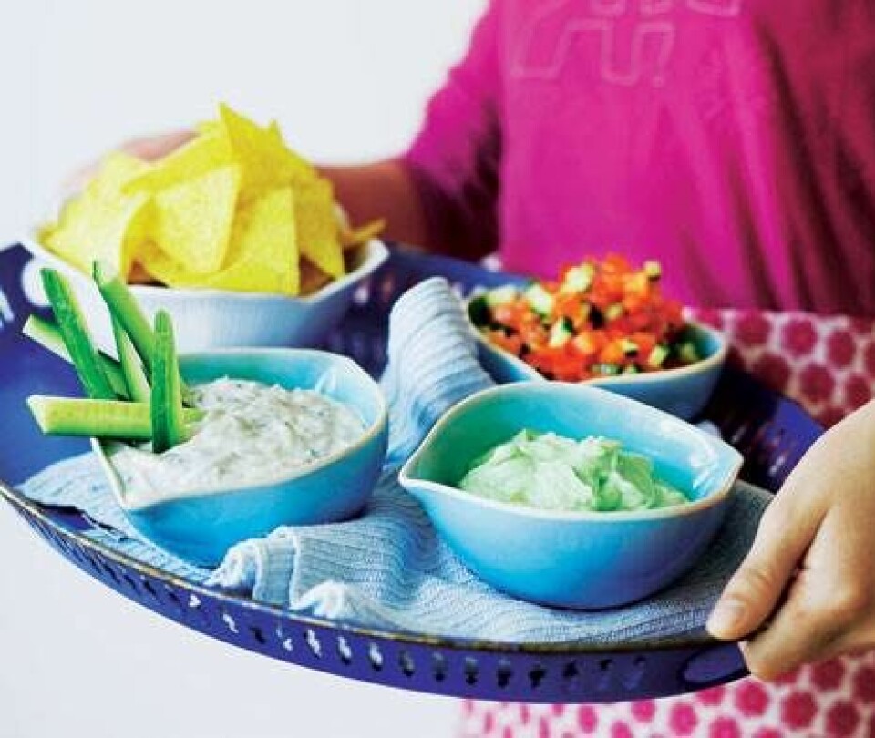 Nachos med 3 slags dip