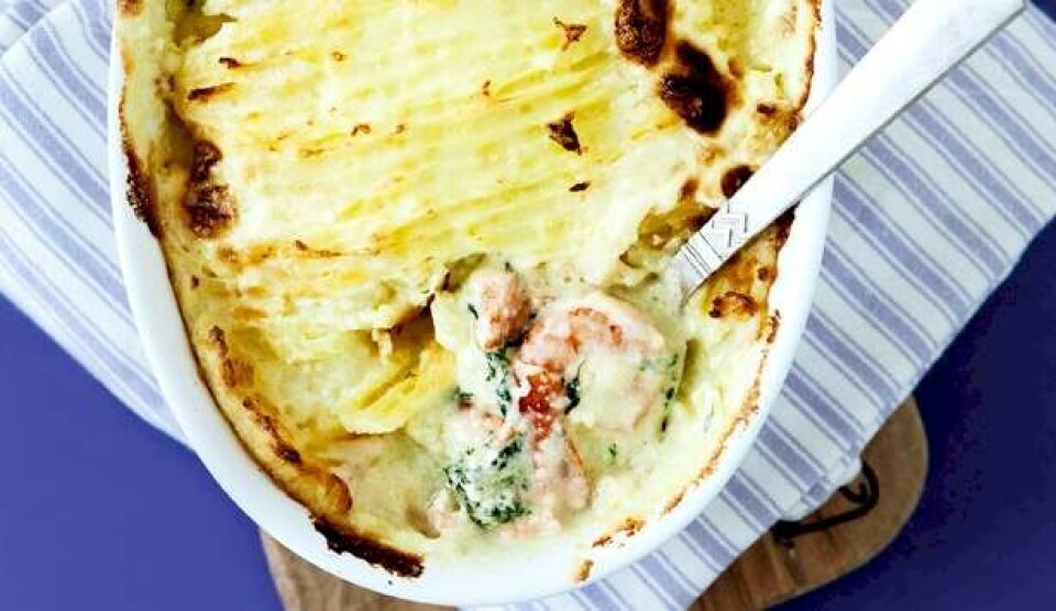 Opskrift på fishpie med kartoffelmoslåg