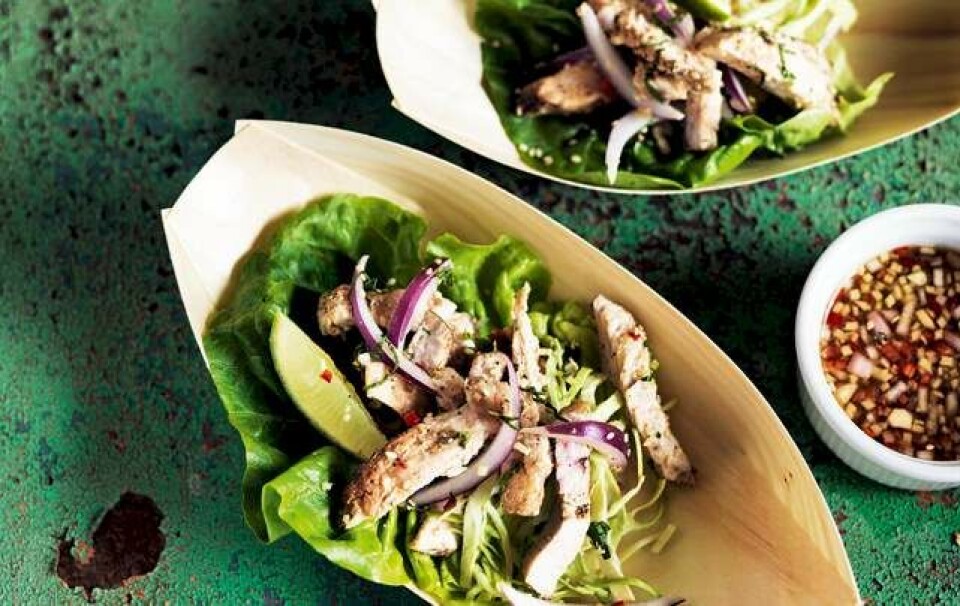 Sådan laver du salatruller med kylling