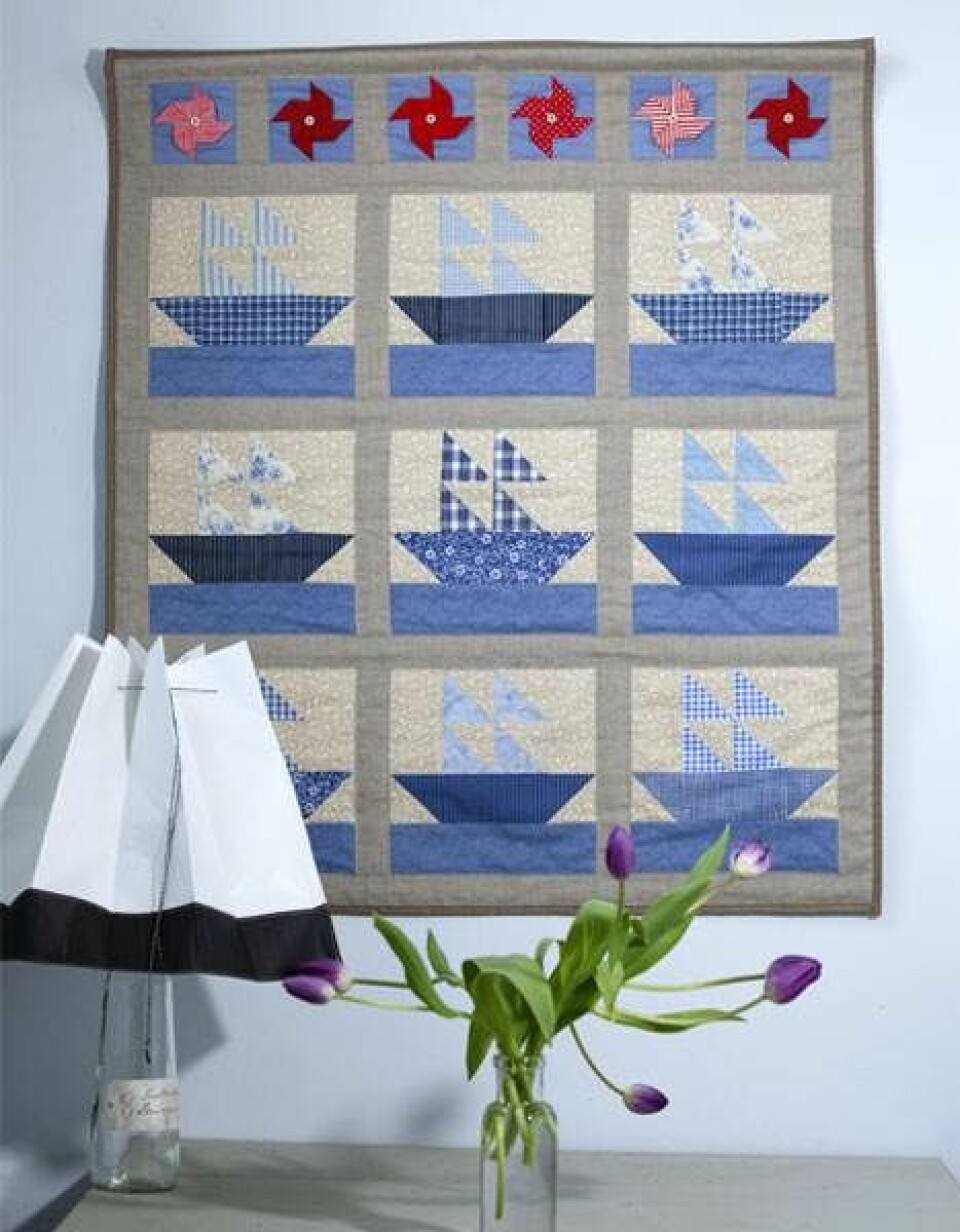 Patchwork: Flot vægtæppe med skibe og vindmøller fra Hendes Verden