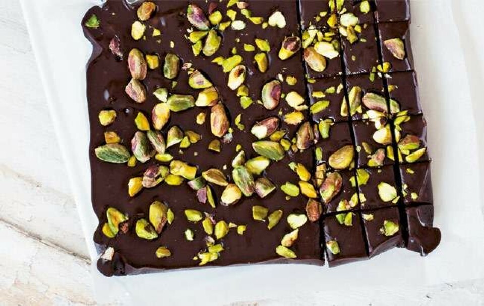 Chokoladekarameller med pistacienødder