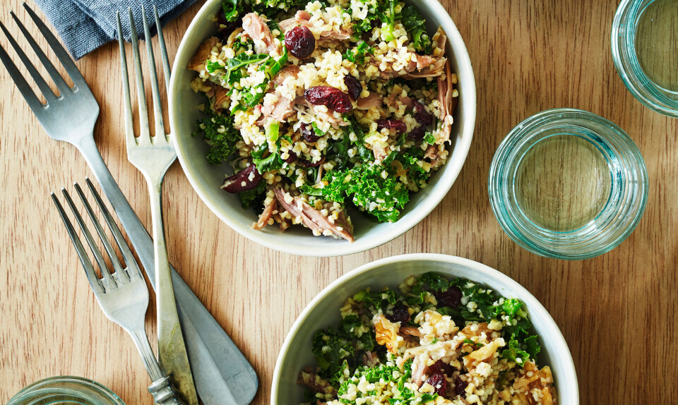 Bulgursalat med rester af and