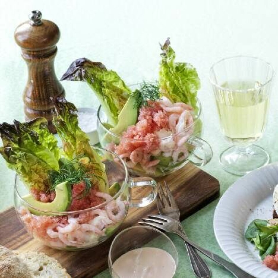 Rejecocktail med avocado og stenbiderrogn