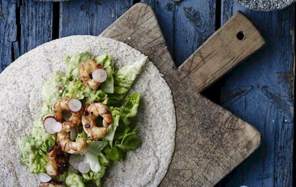 Wrap med guacamole og rejer
