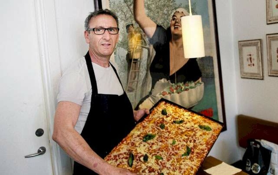 Dik Saidjs pizza med gedost og spinat