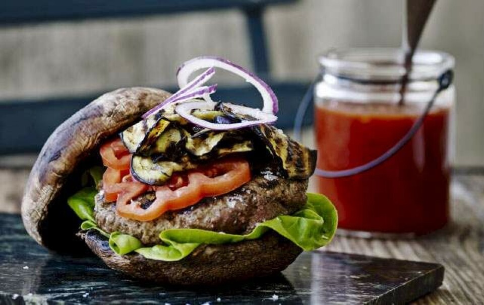 Portobello-burger med BBQ-sauce