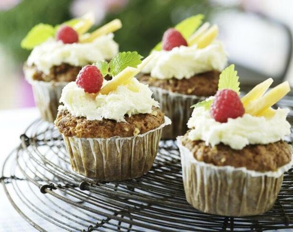 Gulerodsmuffins med chokofrosting