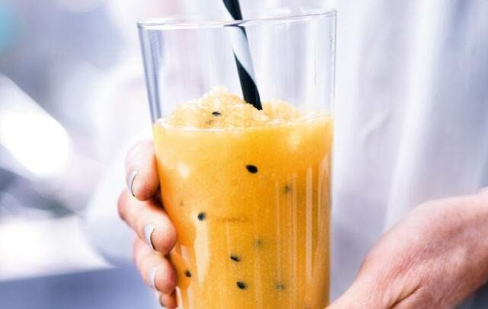 Mango slush ice med passionsfrugt