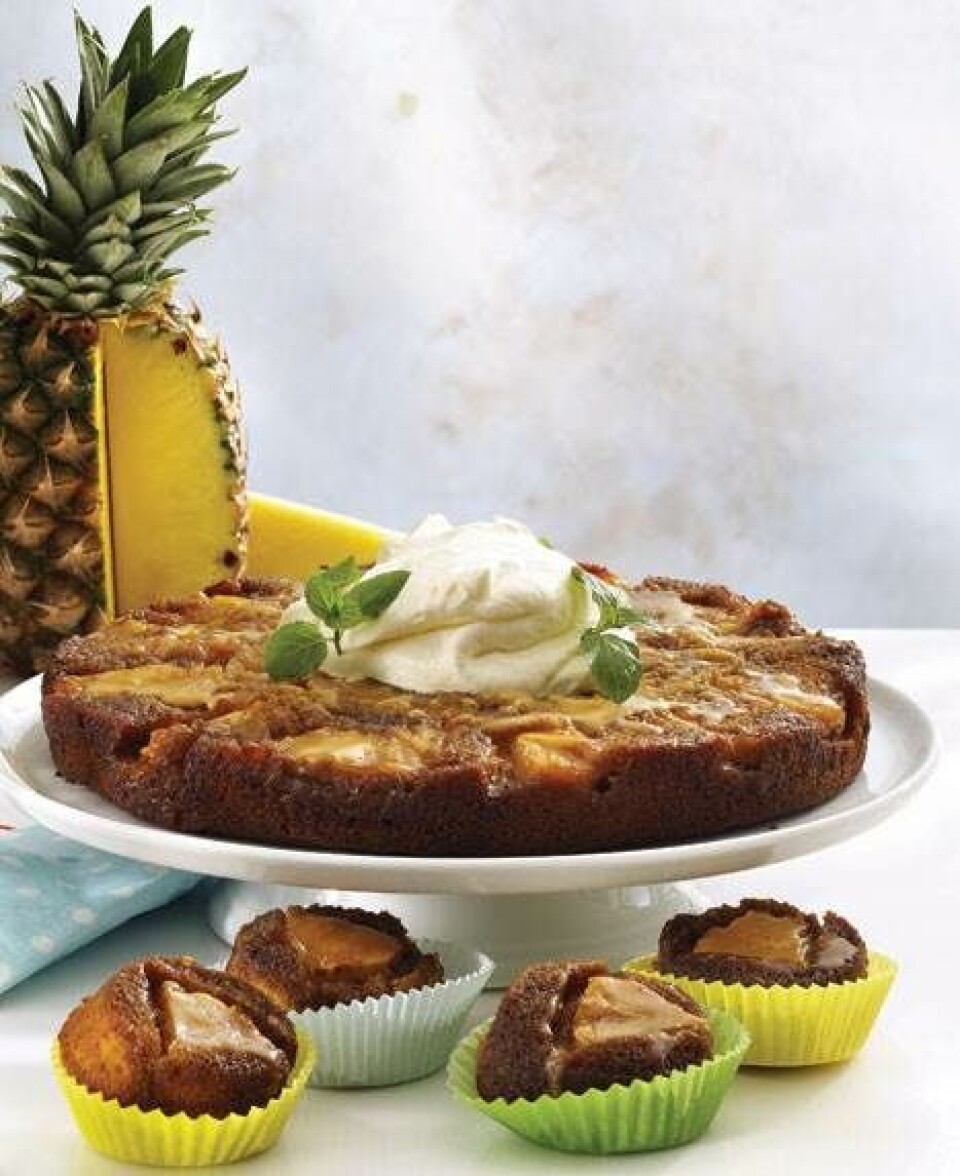 Upside-down-kage med ananas