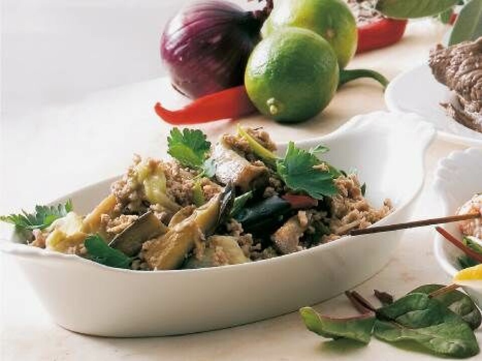 Svinekød med aubergine