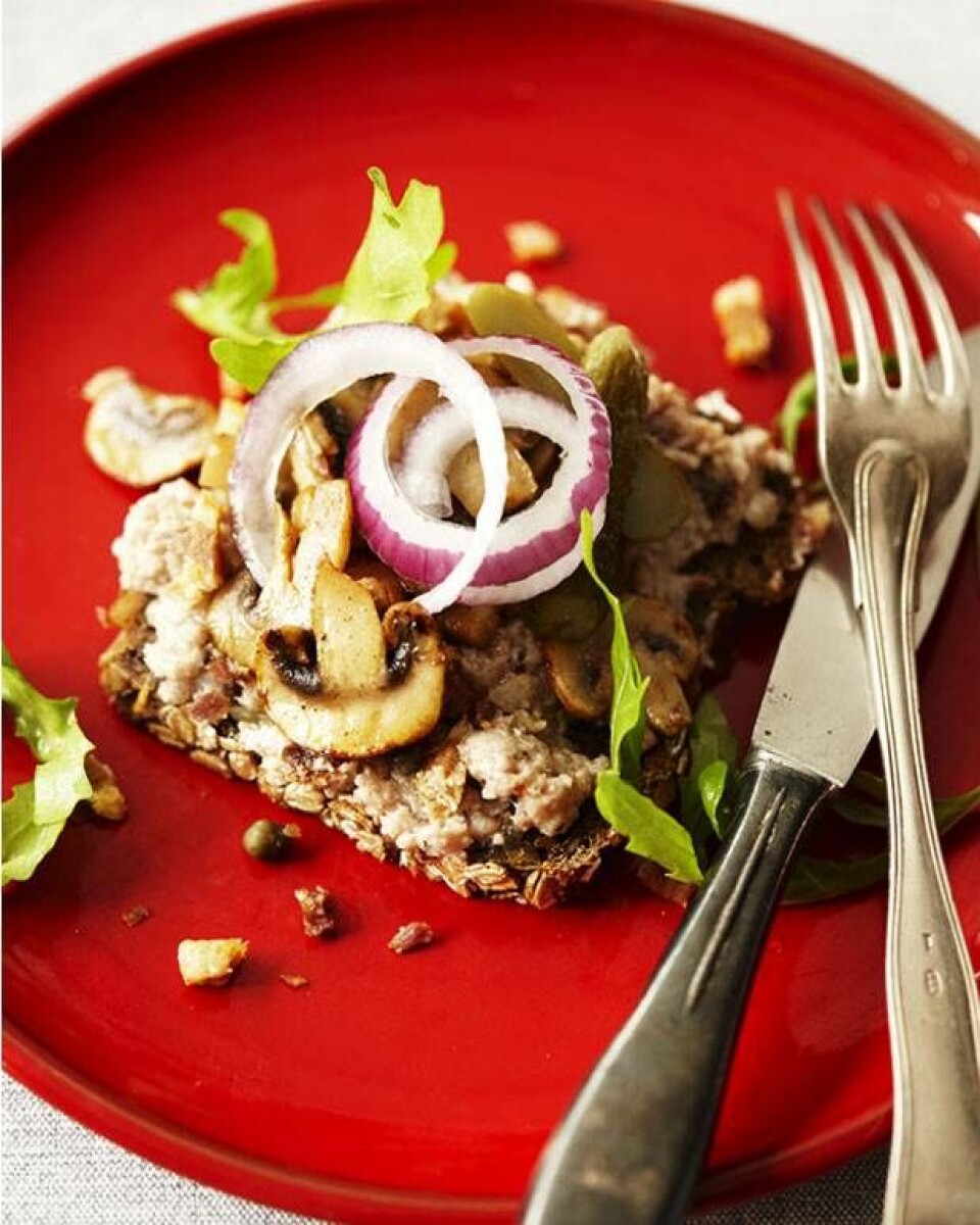 Leverpostej med bacon og champignon