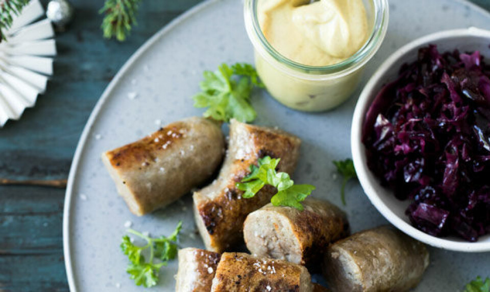 Medisterpølse med krydret rødkål