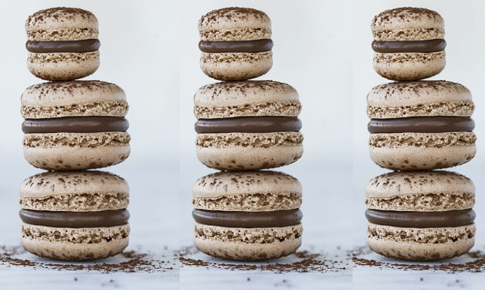 macarons med chokolade