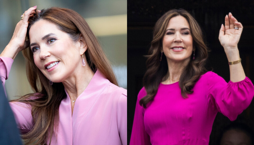 Billedet til venstre er taget i august. Her har Mary farvet håret i en flot, brun nuance, hvor billedet til højre er taget tilbage i maj i anledning af kong Frederiks 56-års fødselsdag.