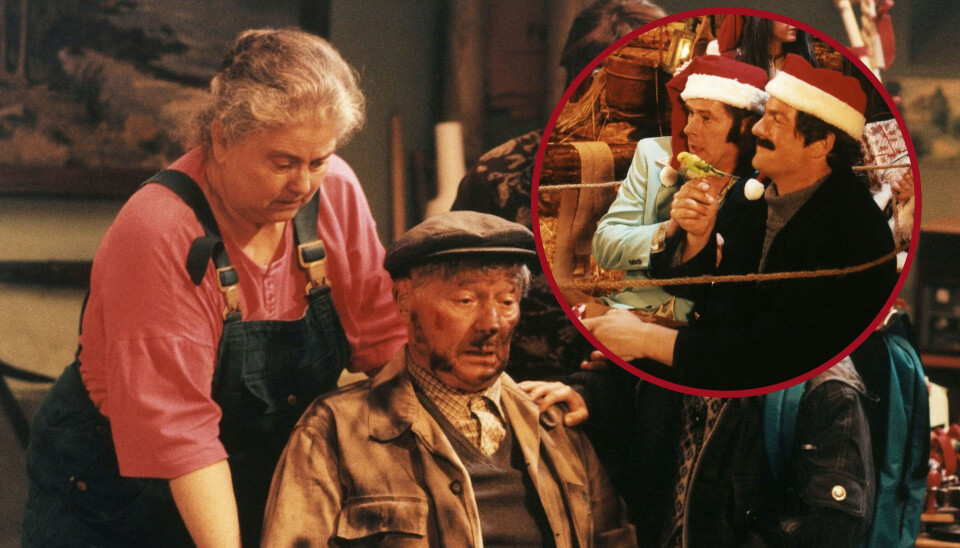 Fru Olsen (Elin Reimer), Svendsen (Paul Hagen), Bent (Søren Spanning) og Amigo (Ole Stephensen)