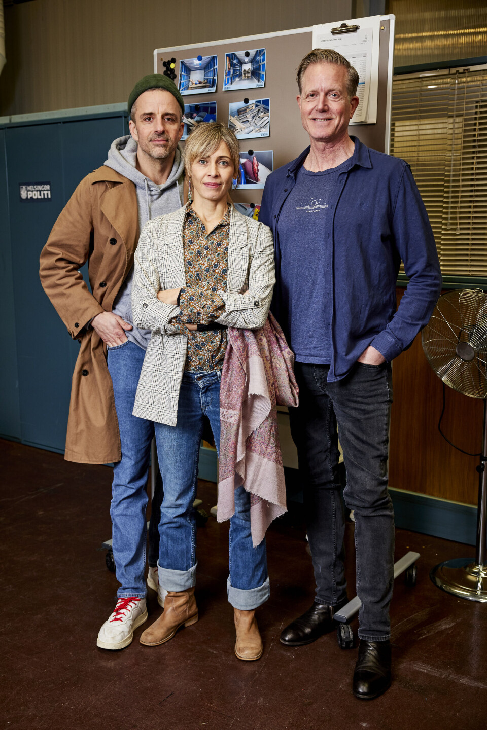 Pressemøde på 'Sommerdahl', sæson 3. André Babikian, Laura Drasbæk og Peter Mygind.