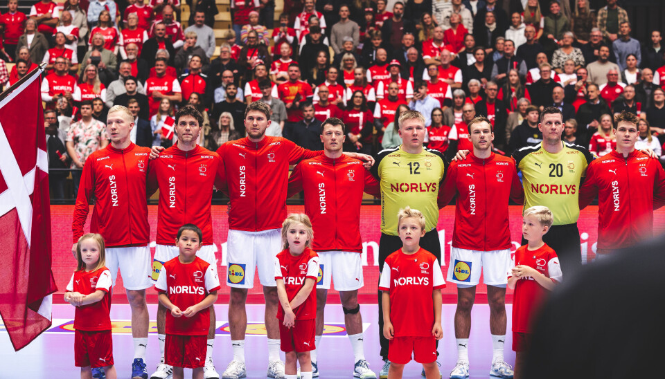 Herrelandsholdet i håndbold under testkampen mod Bahrain.
