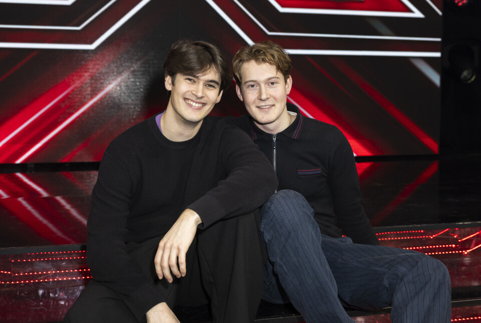 21-årige Elias Crone Wichmann og 21-årige Viktor Balsløv til 'X Factor' 2025 pressedag TV2.