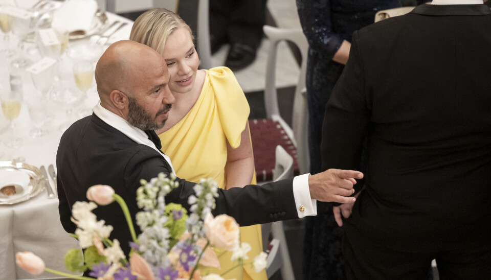 Dar Salim med sin forlovede Nanna Boline Lindhardt Salim til aftenselskab for kunst og kultur 2025
