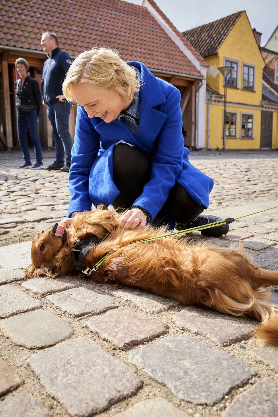 Billede 7 - Vicki Berlin, 47, som selv har gravhunde, kunne ikke stå for den forbipasserende Kalle, der smed sig på ryggen og fik en kløtur på maven.