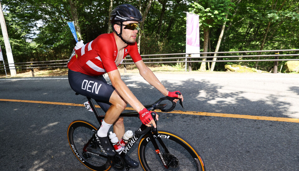 Kasper Asgreen of Team Denmark during the Men's road race at the Fuji International Speedway Tokyo 2020.