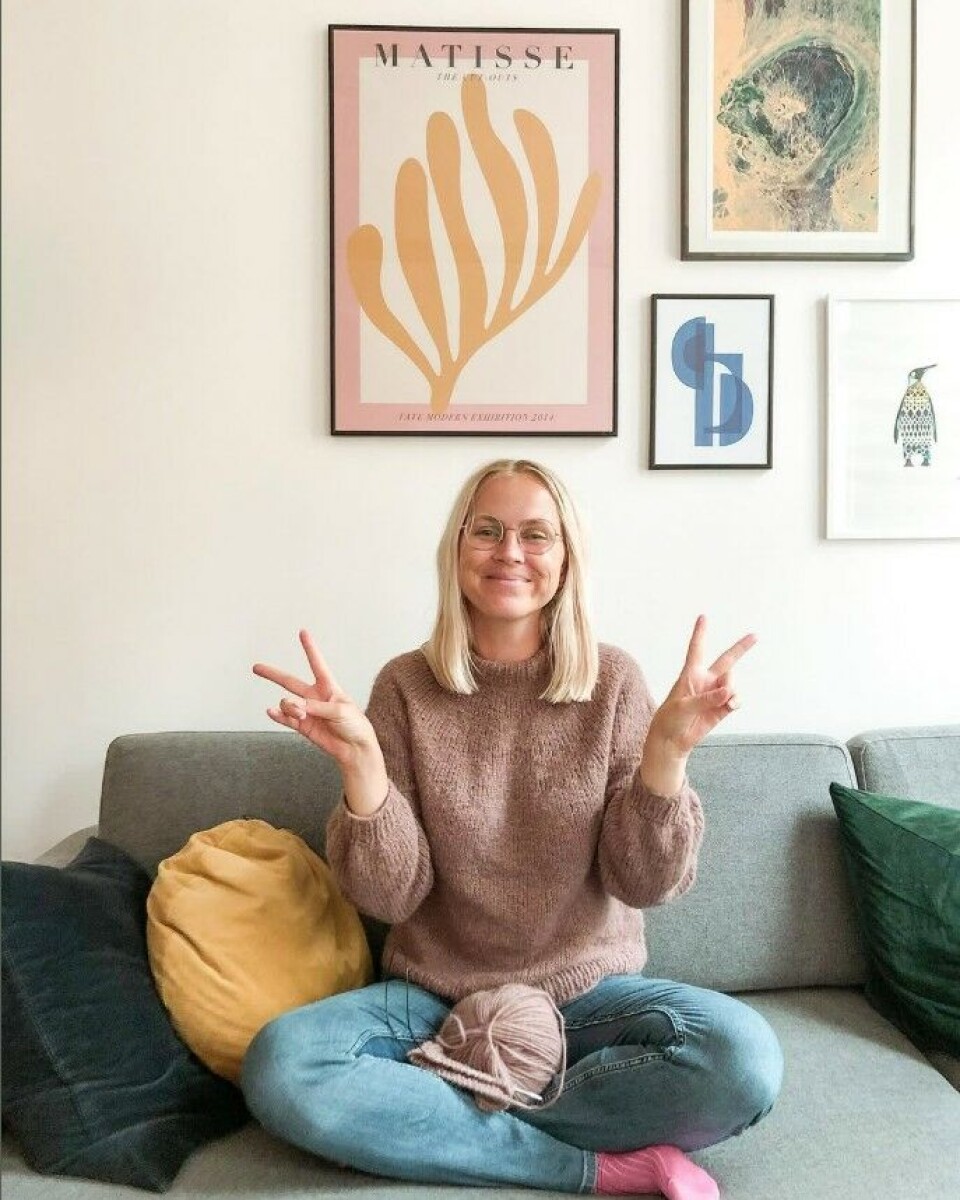”Novice”-sweateren fra PetiteKnit var Line Kirstens allerførste færdigstrikkede af egen produktion under coronaen i 2020.