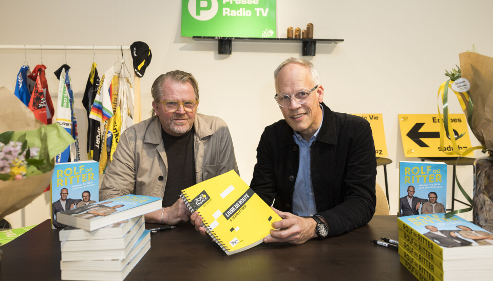 Bogreception på 'ROLF OG RITTER - Historier fra 20 år med Tour de France'. Rolf Sørensen og Dennis Ritter