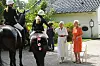 Dronning Margrethe og prinsesse Benedikte til ringrideroptoget i Gråsten.