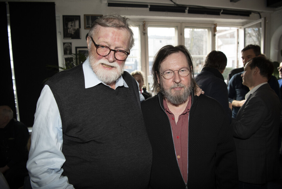 Per Holst og Lars von Trier til reception i anledning af Per Holsts 80 års fødselsdag.